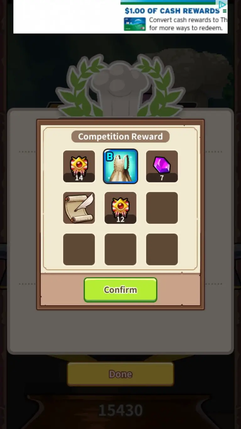 Examples of prizes that can be earned during the slime dungeon mini game in Cooking Quest: Food Wagon Adventure