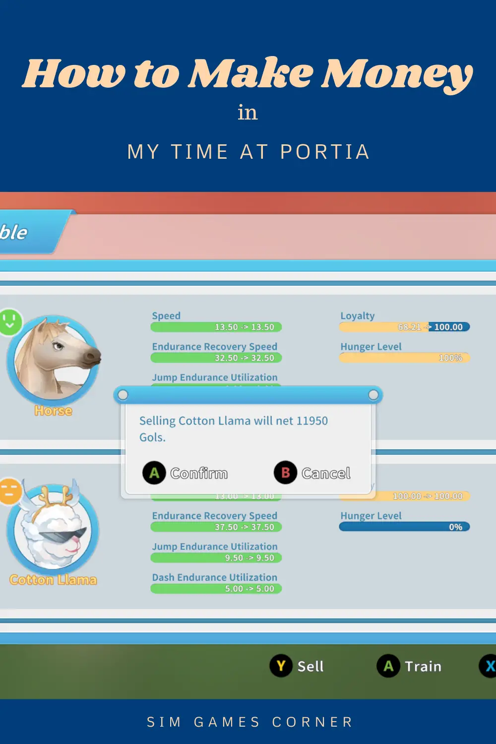 A picture of a How to make Money In My Time at Portia pin that is asking the reader to pin the image.