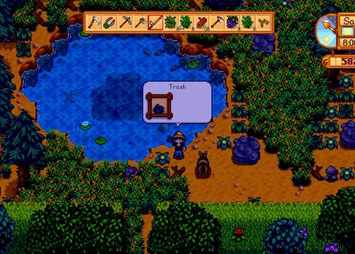 Fished trash out of pond. Do not fish on the farm was one things I wish I knew about Stardew Valley
