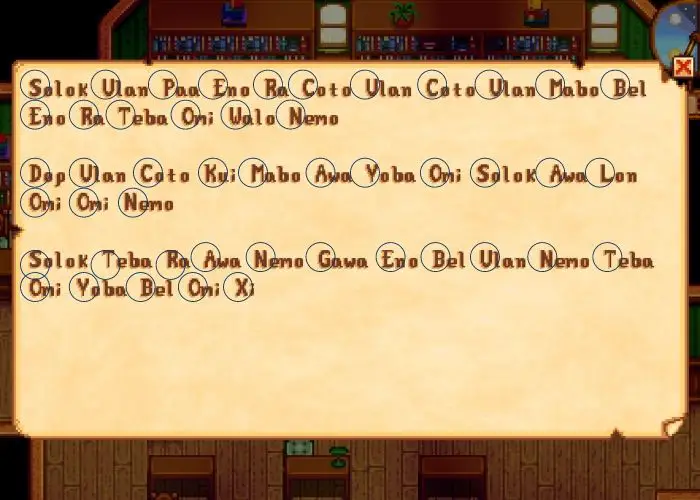 Stardew Valley secrets: first letter of every word is circled