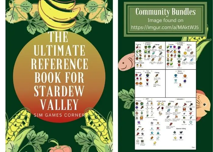 A Stardew Valley reference book made on Canva