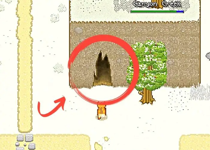 Red circle shows the mine location in Cattails.