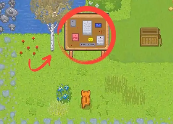 Red circle showing the task board in Cattails