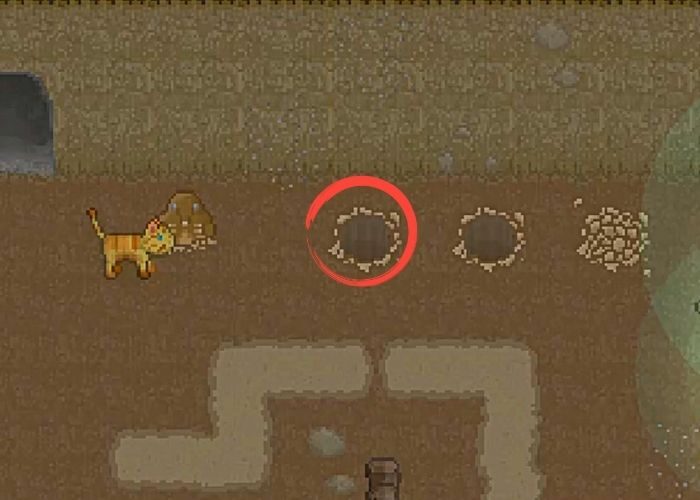 Ultimate Cattails mining guide - warp tunnels are circled